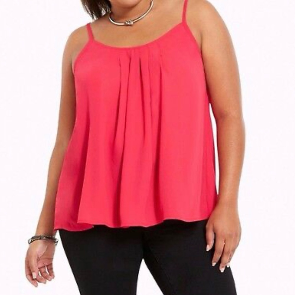 Torrid Hot Pink Georgette Crisscross Back Tank Top